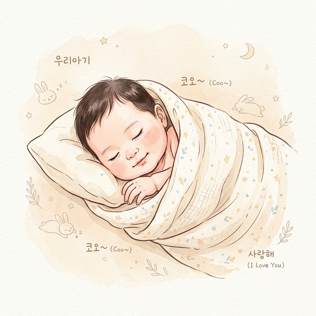 파스텔 수채화 아기 일러스트